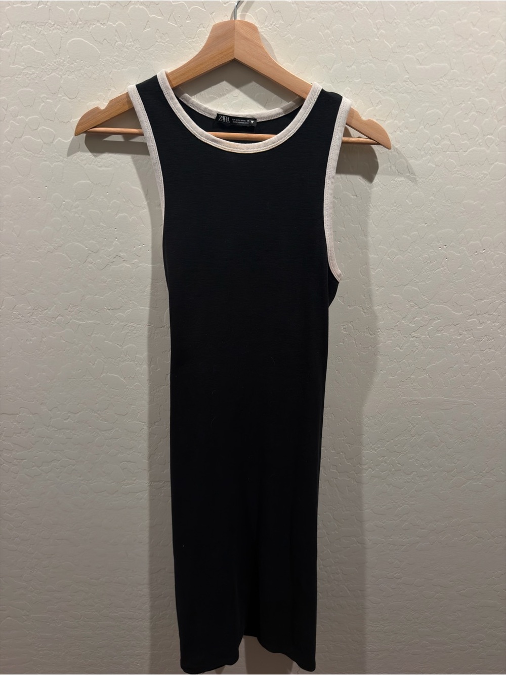 Zara Black Tank Dress with White Trim